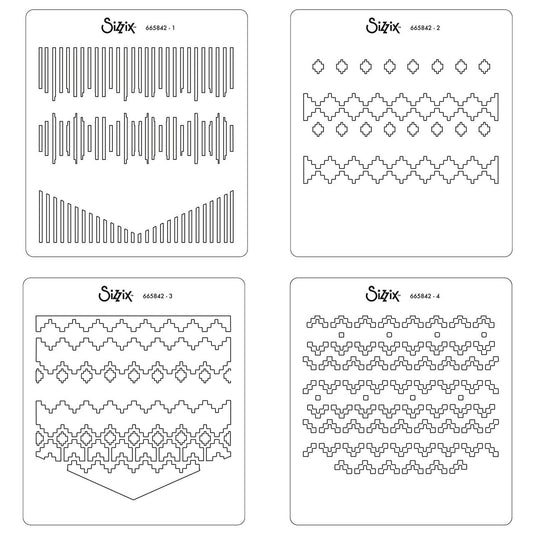 Sizzix • layered stencils textile 4pieces
