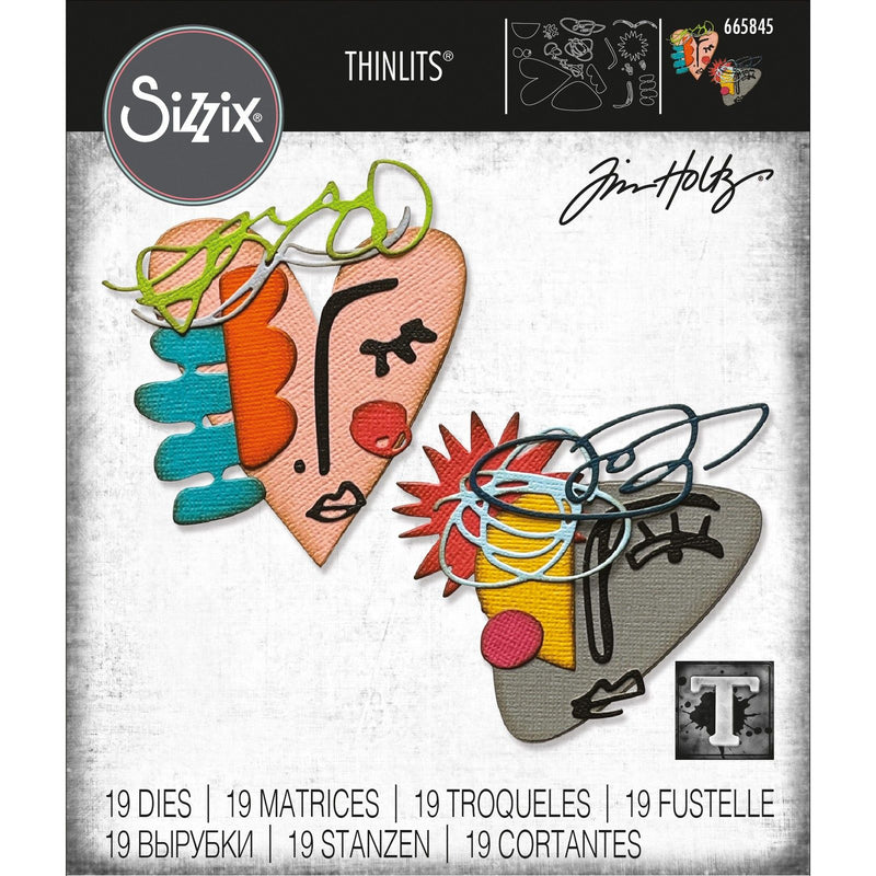 Afbeelding laden in galerijviewer, Sizzix • tim holtz thinlits die set abstract faces 19pcs
