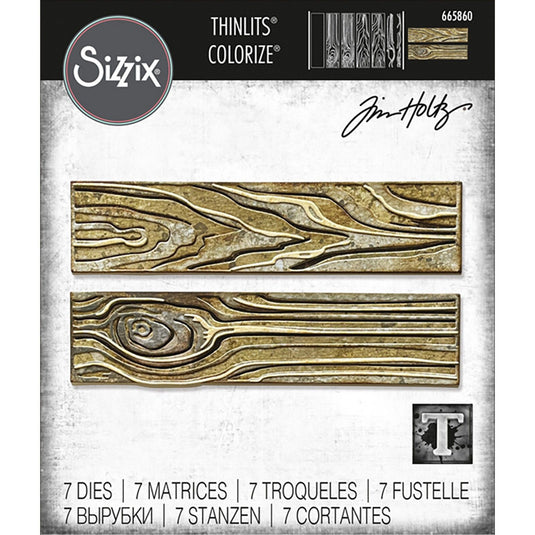 Sizzix • tim holtz thinlits die set woodgrain colorize 7pcs