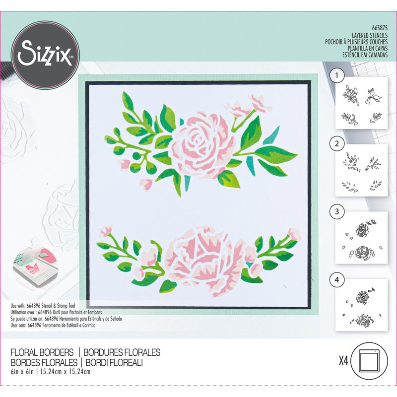 Afbeelding laden in galerijviewer, Sizzix • layered stencils floral borders
