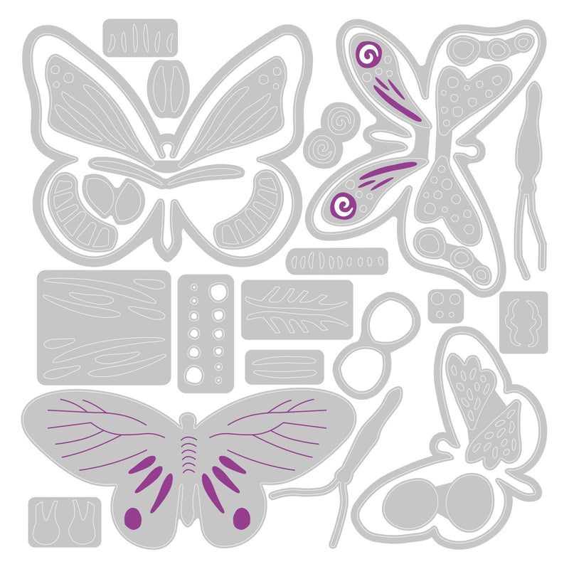 Afbeelding laden in galerijviewer, Sizzix • thinlits die set patterned butterflies 29pieces
