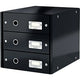 Leitz wow click store ladekast met 3 laden - 81% gerecycled karton - voor a4 formaten - ruimtebesparende opberger - zwart