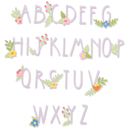 Sizzix • thinlits die set floral alphabet by alexis trimble