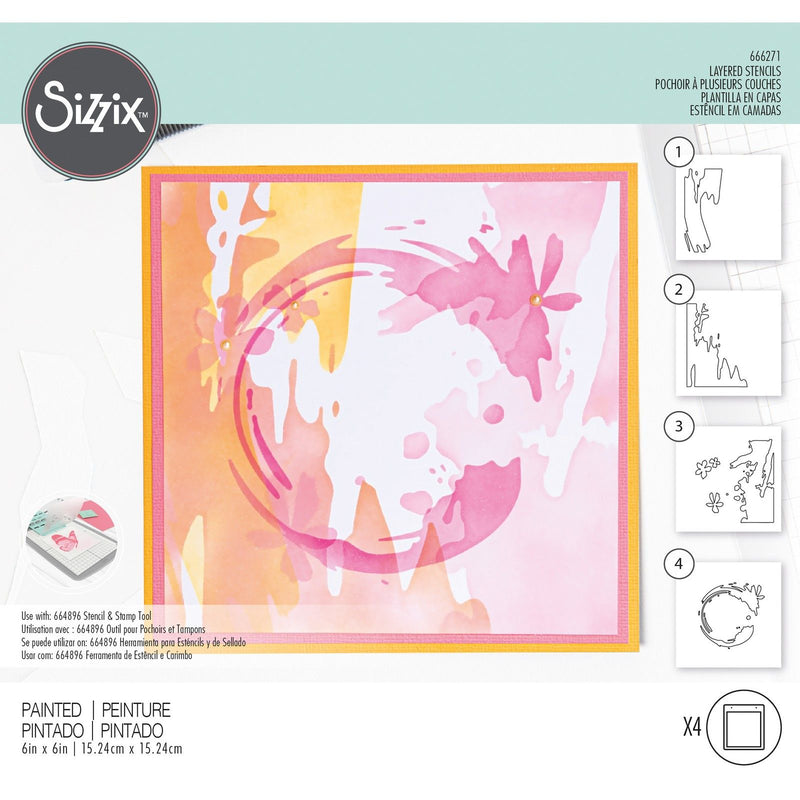 Afbeelding laden in galerijviewer, Sizzix • layered stencils painted
