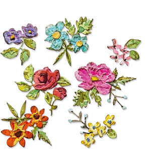 Sizzix • tim holtz thinlits die set brushstroke flowers mini 14pcs