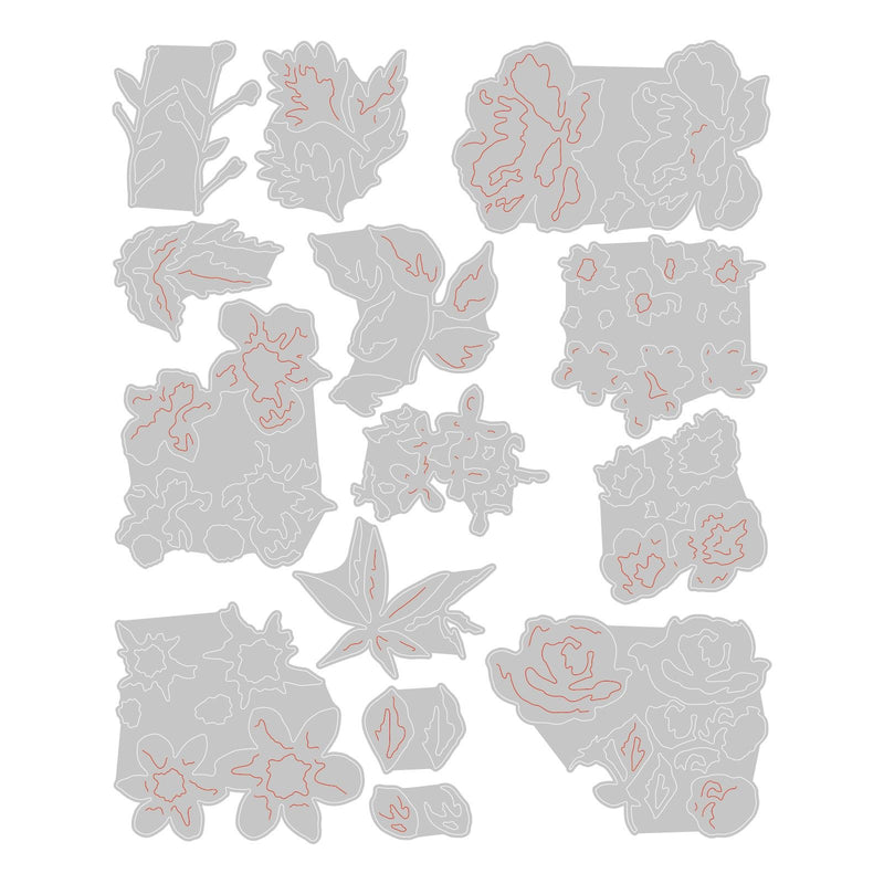 Afbeelding laden in galerijviewer, Sizzix • tim holtz thinlits die set brushstroke flowers mini 14pcs
