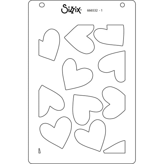 Sizzix • layered stencils a6 mark making hearts 4pcs