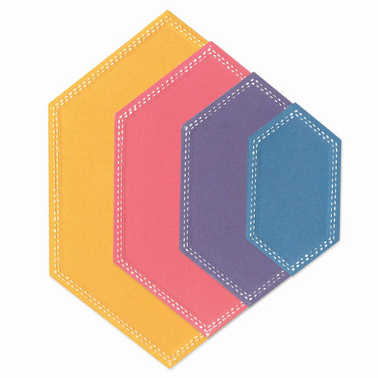 Sizzix • framelits die set fanciful belinda stitched hexagons 10pcs