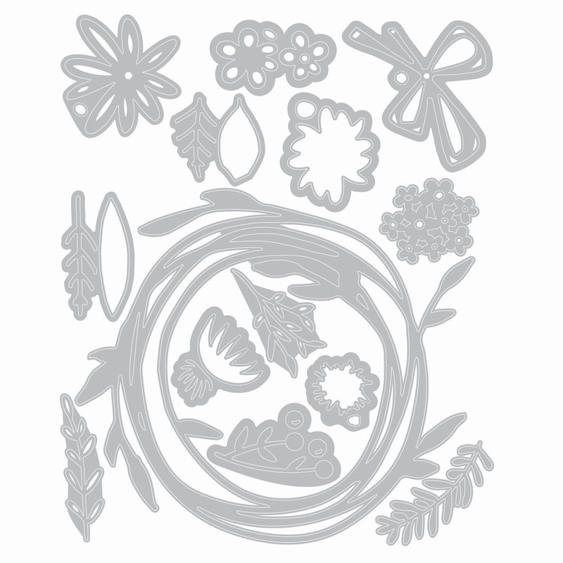 Afbeelding laden in galerijviewer, Sizzix • vault funky floral wreath by tim holtz
