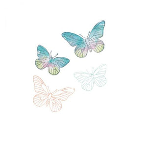 Sizzix • clear stamps set a5 with framelits die painted pencil butterflies