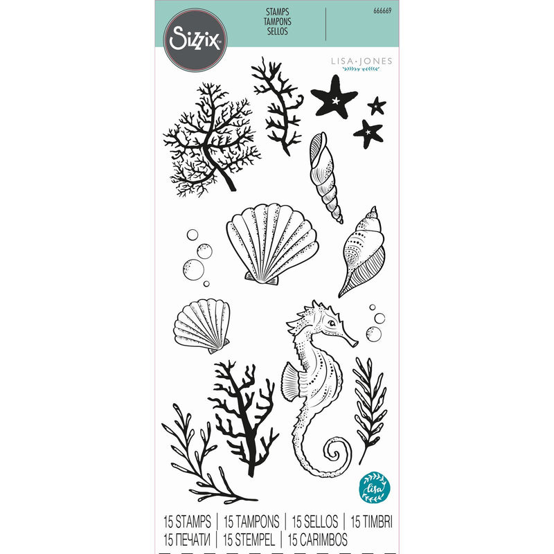 Afbeelding laden in galerijviewer, Sizzix • clear stamp set ocean elements 15pcs
