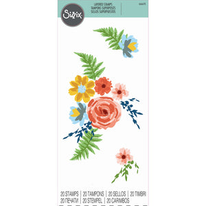 Sizzix • layered clear stamp set painted florals 20pcs