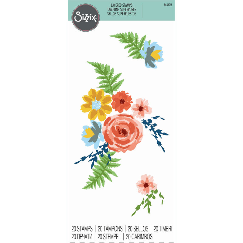 Afbeelding laden in galerijviewer, Sizzix • layered clear stamp set painted florals 20pcs
