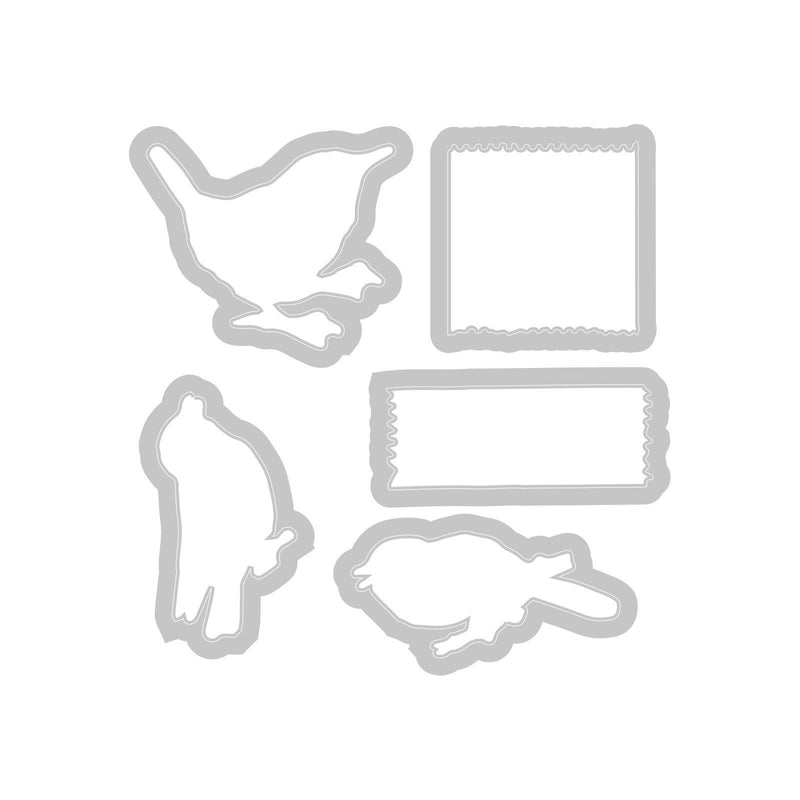Afbeelding laden in galerijviewer, Sizzix • clear stamp set a5 with framelits die bird song 28pcs
