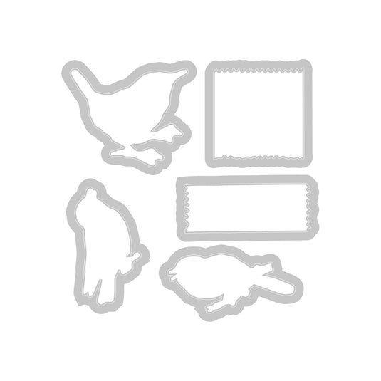 Sizzix • clear stamp set a5 with framelits die bird song 28pcs