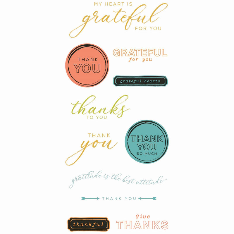 Afbeelding laden in galerijviewer, Sizzix • clear stamp set with framelits die thankful sentiments 15pcs
