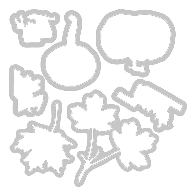 Afbeelding laden in galerijviewer, Sizzix • clear stamp set a5 with framelits die pencil line harvest 23pcs
