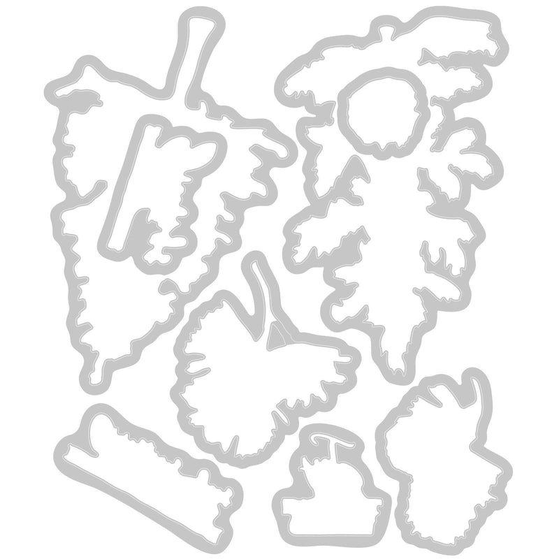 Afbeelding laden in galerijviewer, Sizzix • clear stamp set a5 with framelits die pine holidays 21pcs
