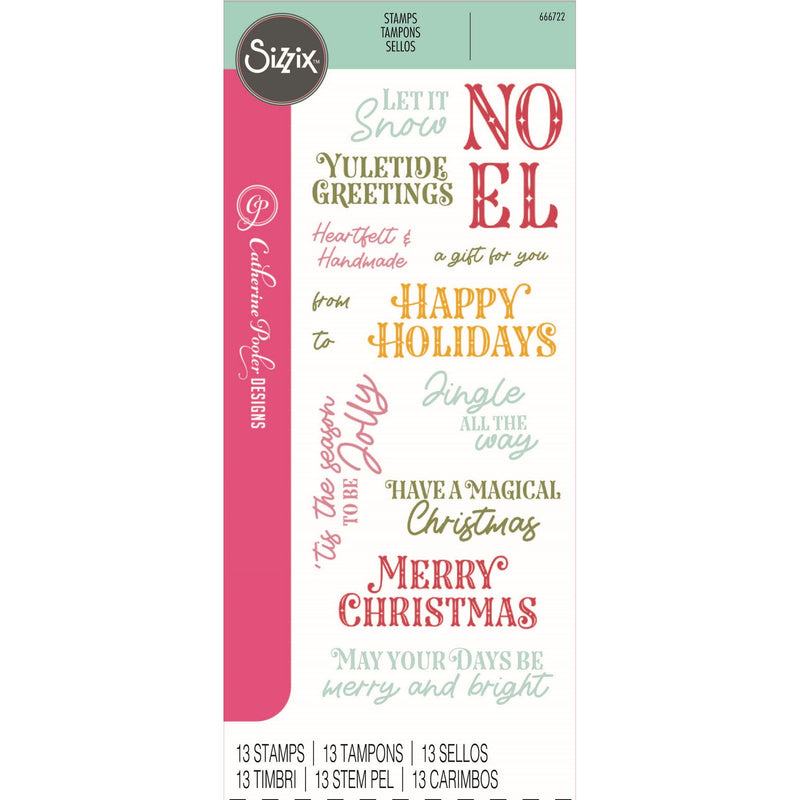 Afbeelding laden in galerijviewer, Sizzix • clear stamps set greetings of the season 13pcs
