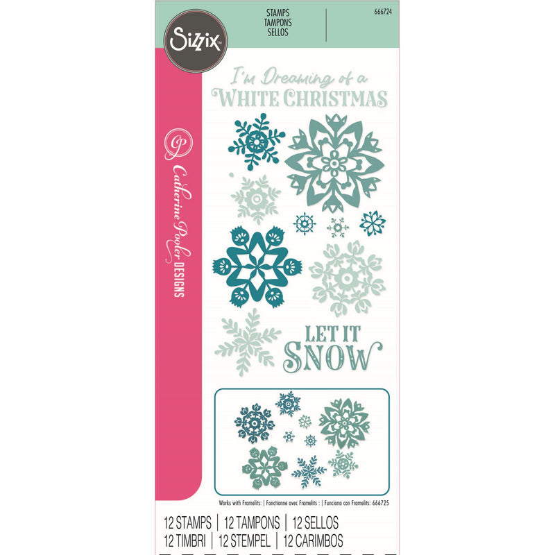 Afbeelding laden in galerijviewer, Sizzix • clear stamp set white christmas 12pcs
