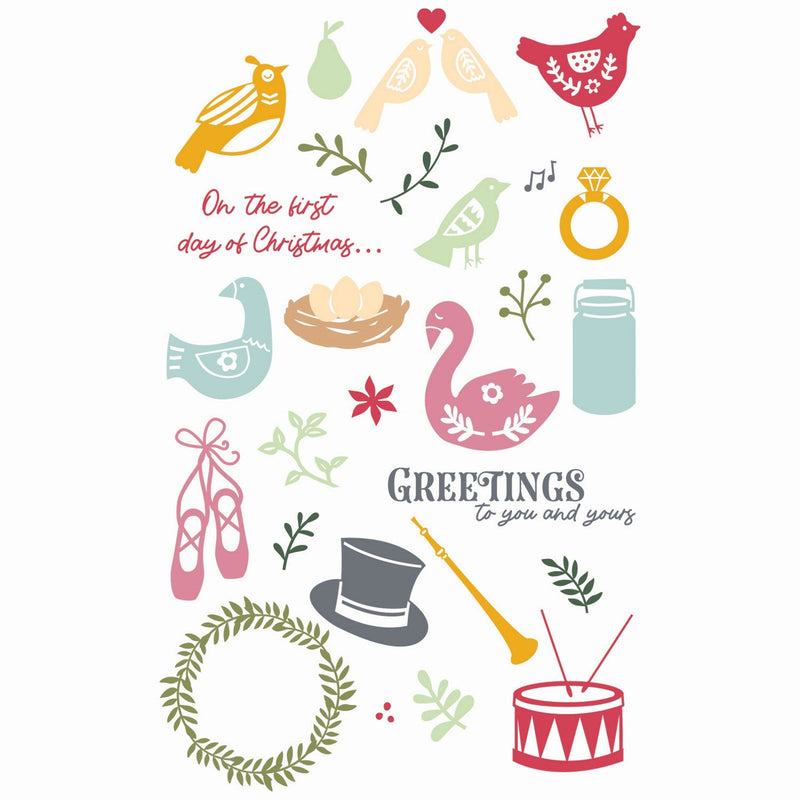 Afbeelding laden in galerijviewer, Sizzix • clear stamp set a5 12 days of christmas 30pcs
