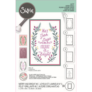 Sizzix • layered stencils a6 merry bright 4pcs
