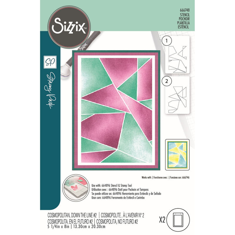 Afbeelding laden in galerijviewer, Sizzix • cosmopolitan stencil a6 down the line nr.2 2pcs
