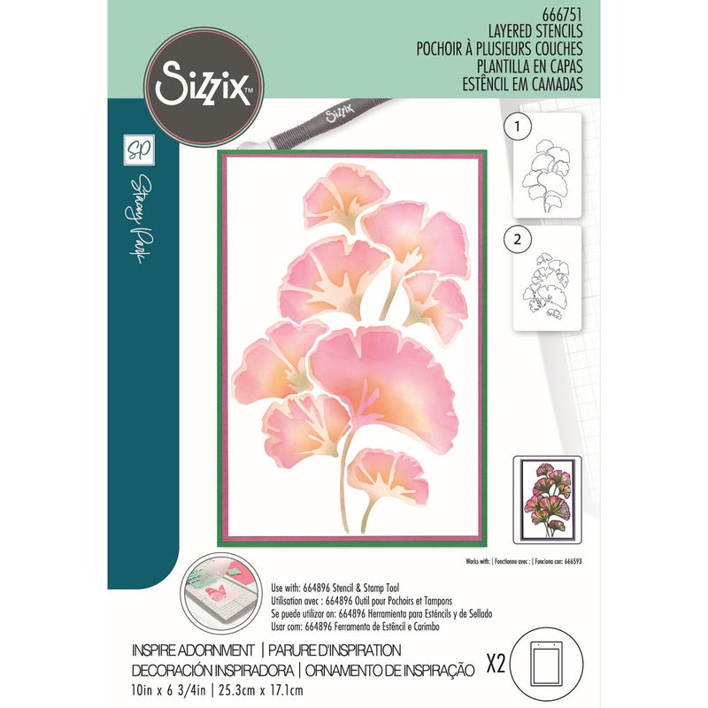 Afbeelding laden in galerijviewer, Sizzix • cosmopolitan stencil a5 inspire adornment 2pcs
