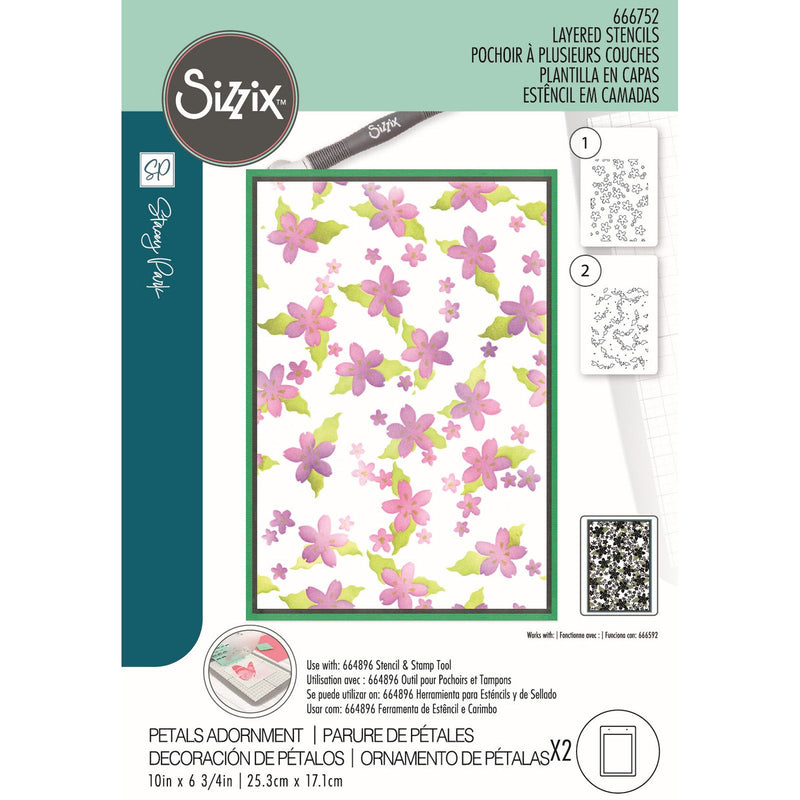 Afbeelding laden in galerijviewer, Sizzix • cosmopolitan stencil a5 petals adornment 2pcs
