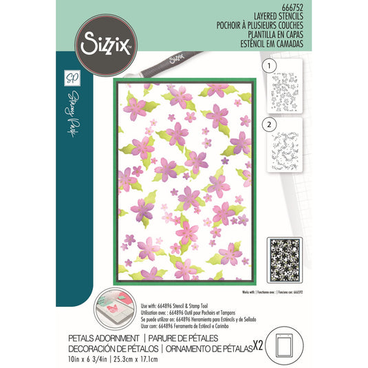 Sizzix • cosmopolitan stencil a5 petals adornment 2pcs