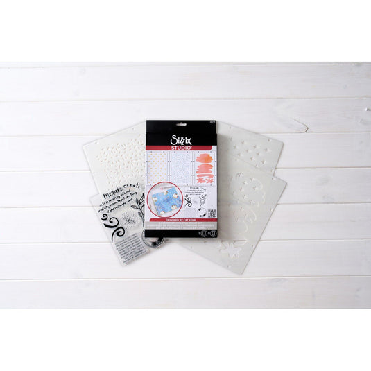 Sizzix • studio stamps set 7pcs 3pcs stencils create by cat kerr