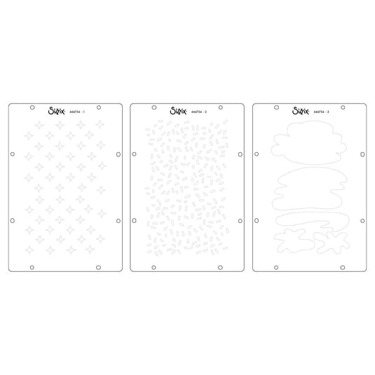 Sizzix • studio stamps set 7pcs 3pcs stencils create by cat kerr