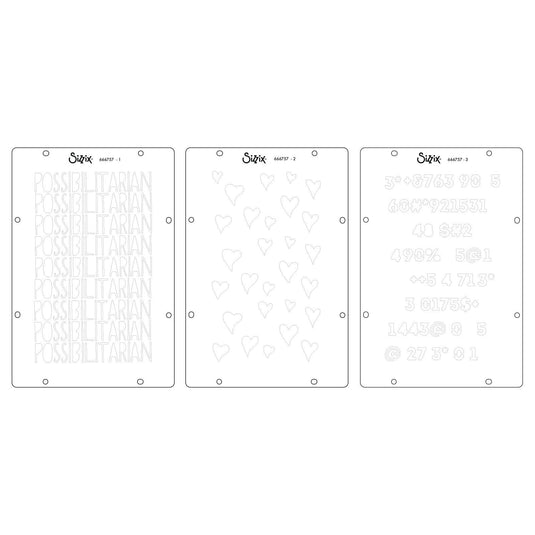 Sizzix • studio stamps set 13pcs 3pcs stencils possibilitarian by cat kerr