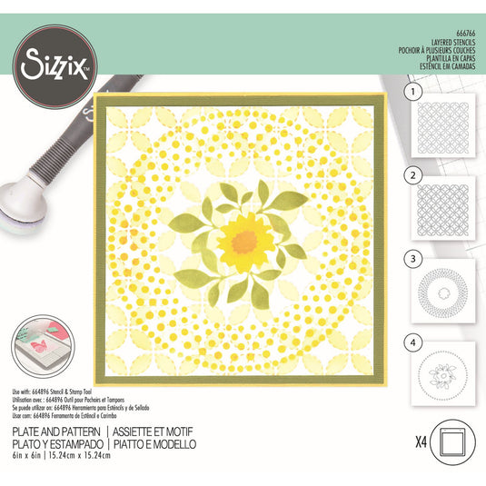 Sizzix • layered stencils plate pattern 4pcs