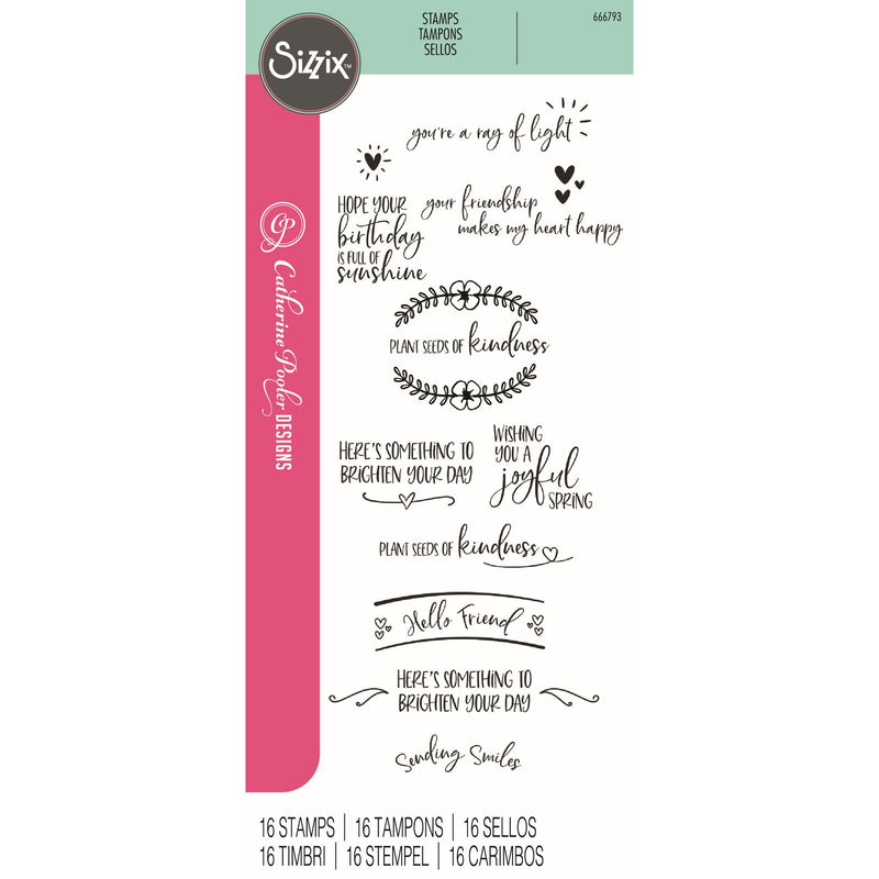 Afbeelding laden in galerijviewer, Sizzix • clear stamps sending sunshine sentiments 16pcs
