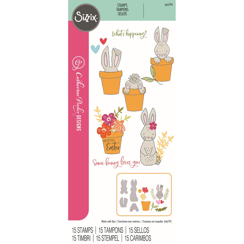 Afbeelding laden in galerijviewer, Sizzix • clear stamps bunny bits blooms 12pcs
