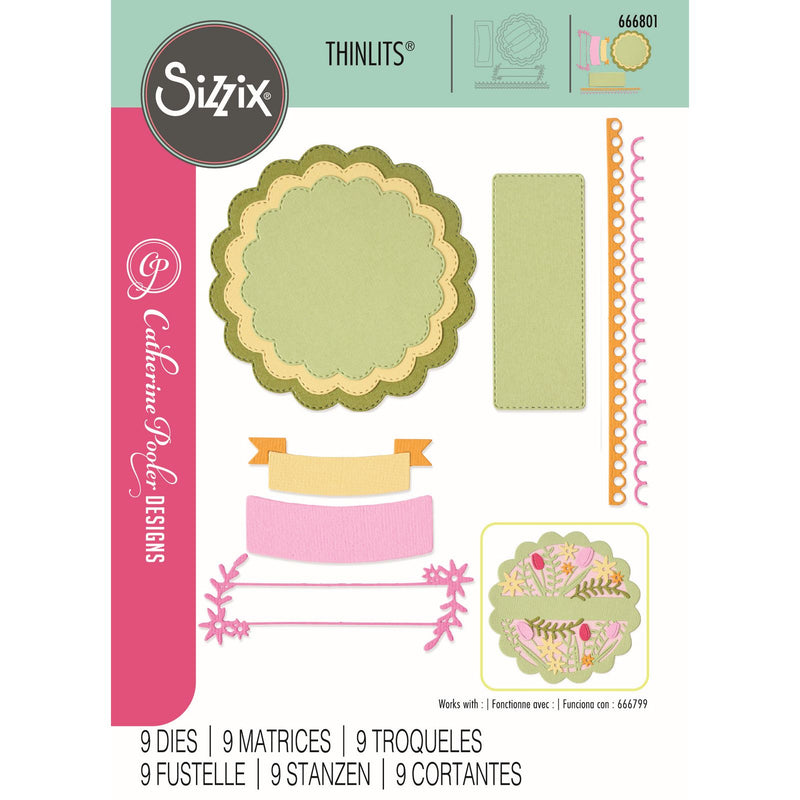 Afbeelding laden in galerijviewer, Sizzix • thinlits die set scalloped circles, borders banners 10pcs
