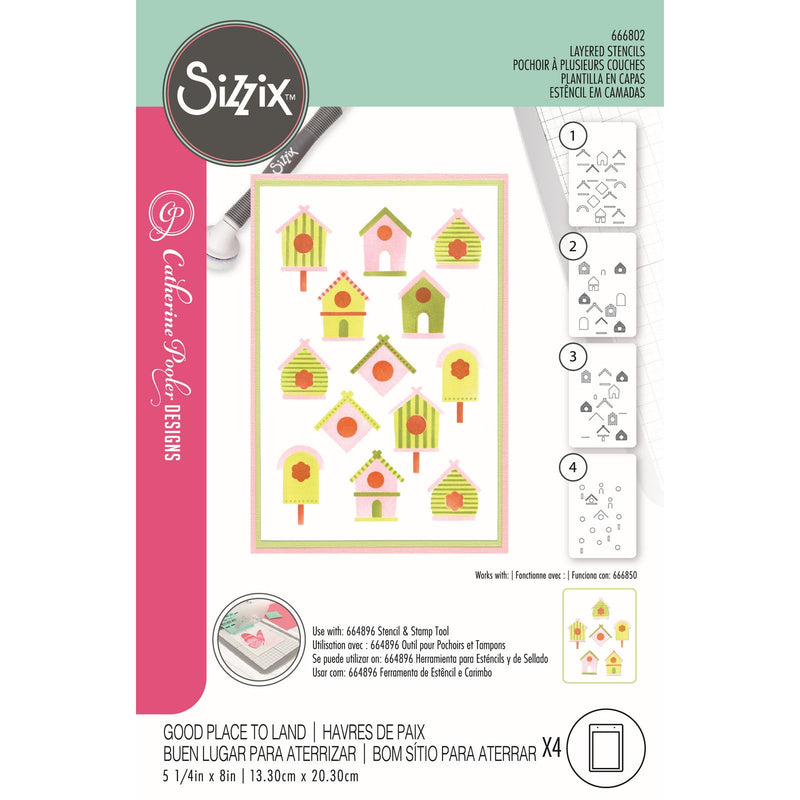 Afbeelding laden in galerijviewer, Sizzix • layered stencils good place to land 4pcs
