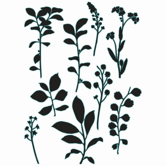 Sizzix • clear stamps set fine stems 01 9pcs