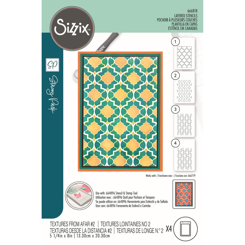 Afbeelding laden in galerijviewer, Sizzix • stencil textures from afar nr.2 4pcs
