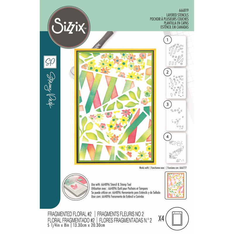 Afbeelding laden in galerijviewer, Sizzix • stencil fragmented floral nr.2 4pcs
