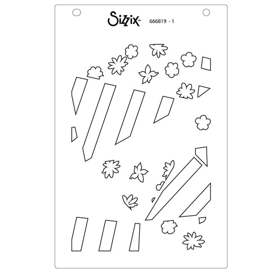 Sizzix • stencil fragmented floral nr.2 4pcs