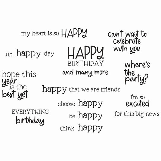 Sizzix • clear stamps set 21pcs happy everything sentiment by catherine pooler