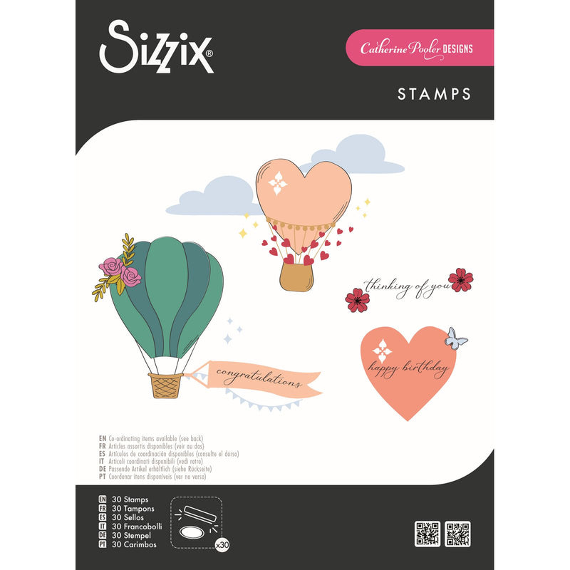 Afbeelding laden in galerijviewer, Sizzix • clear stamps a5 set 28pcs up and away by catherine pooler

