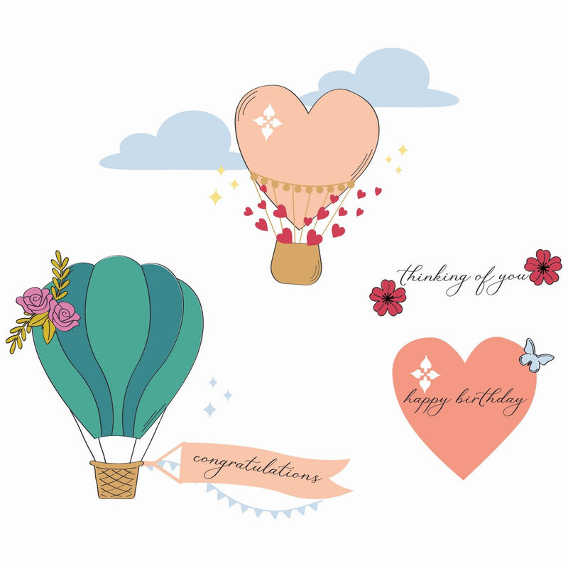 Afbeelding laden in galerijviewer, Sizzix • clear stamps a5 set 28pcs up and away by catherine pooler
