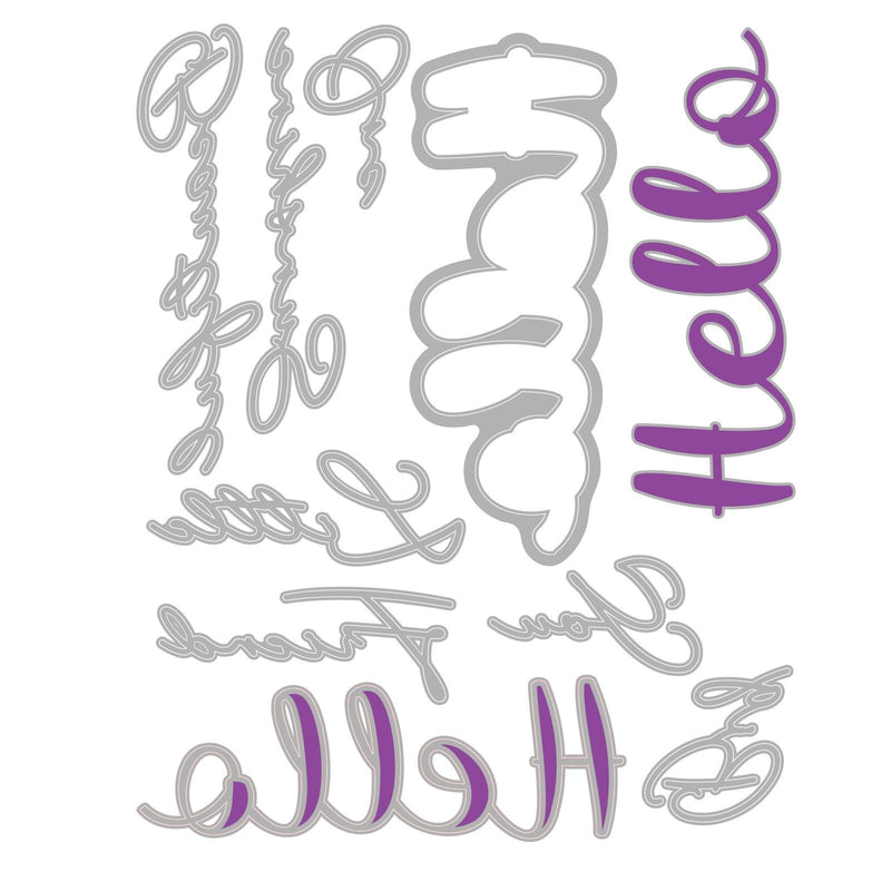 Afbeelding laden in galerijviewer, Sizzix • thinlits die set 10pcs take two's, hello sentiment by stacey park
