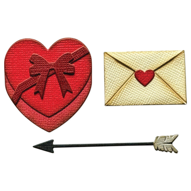 Afbeelding laden in galerijviewer, Sizzix • vault embossing folder with thinlits die set love notes by tim holtz 9pcs
