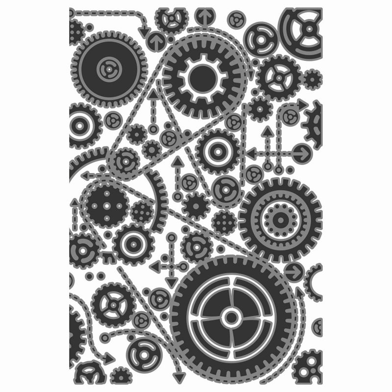 Afbeelding laden in galerijviewer, Sizzix • multi level textured impressions embossing folder vault gears by tim holtz
