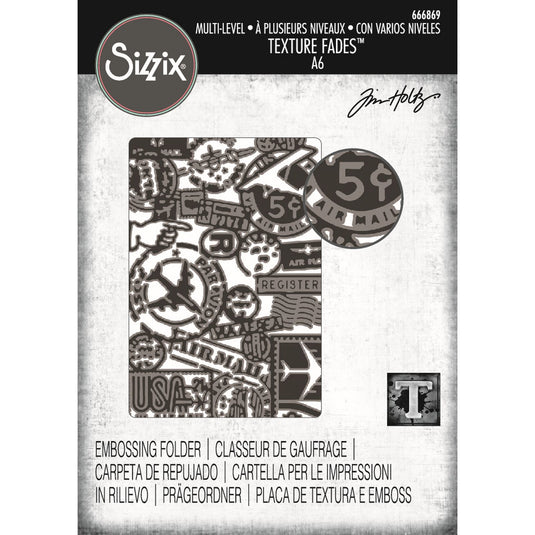 Sizzix • multi level textured impressions embossing folder vault airmail by tim holtz