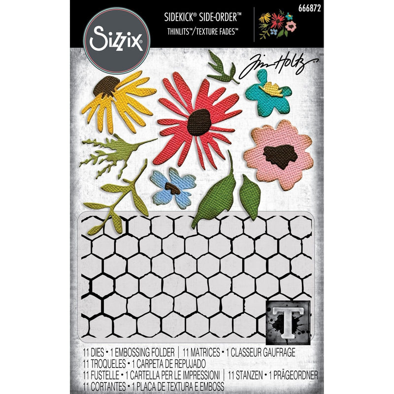 Afbeelding laden in galerijviewer, Sizzix • 2d embossing folder thinlit set vault floristry 11pcs by tim holtz
